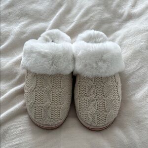Cozy Knit Slippers with Faux Fur Trim IZOD
